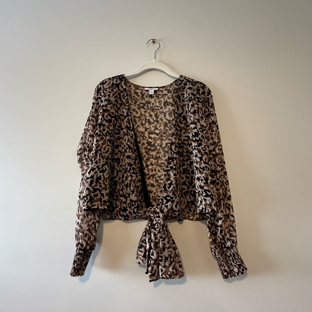 Bar III Animal Print Sheer Blouse